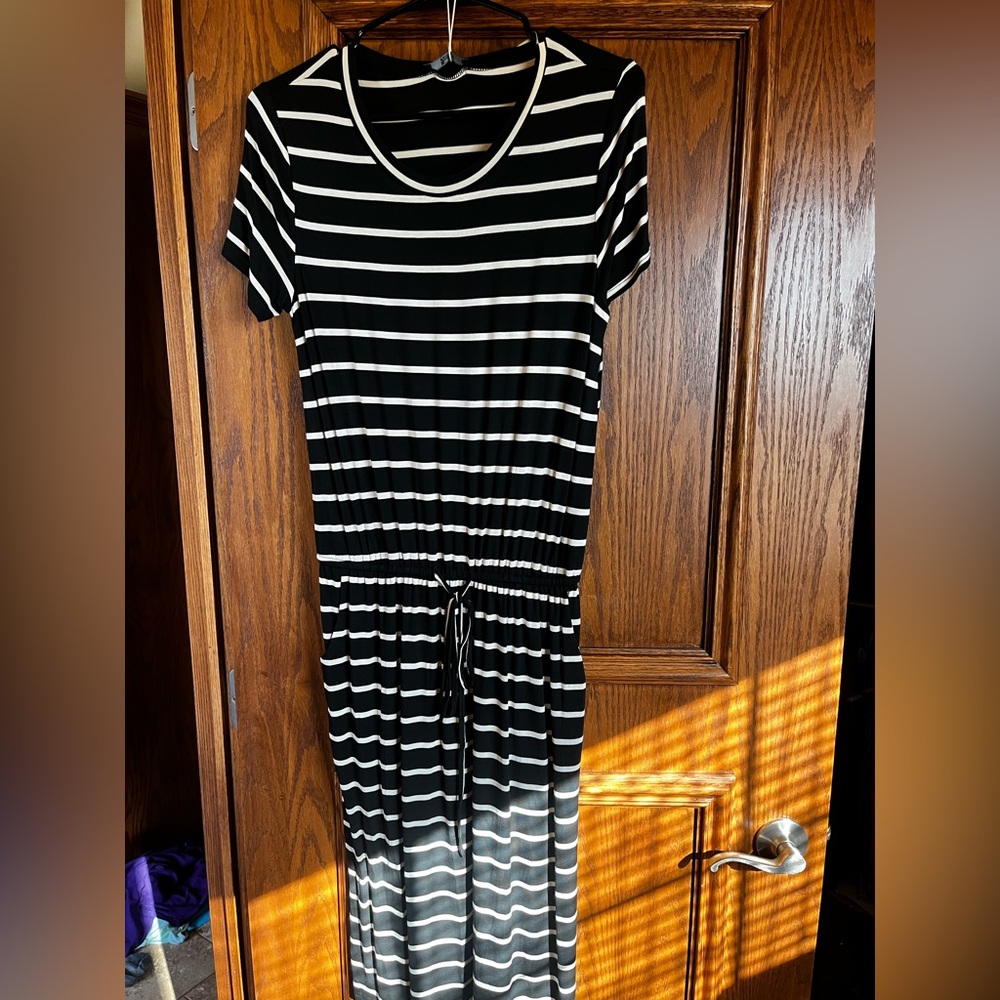 Black and White Striped Maxi Dress